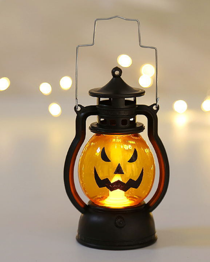Halloween Portable Pumpkin Oil Lamp with Skull Design