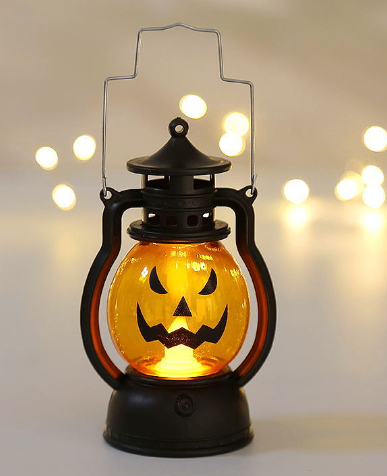 Halloween Portable Pumpkin Oil Lamp with Skull Design