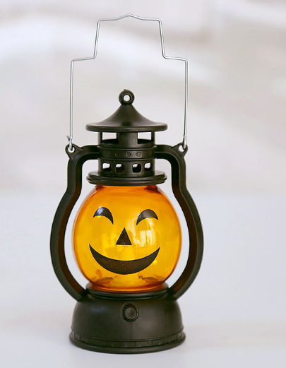 Halloween Portable Pumpkin Oil Lamp with Skull Design